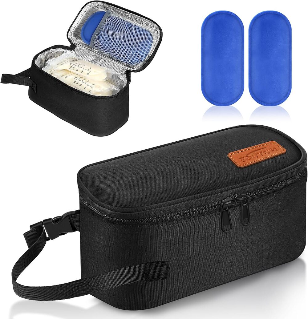 Small Portable Breast Milk Cooler Travel Bag with 2 Ice Packs, TSA Approved